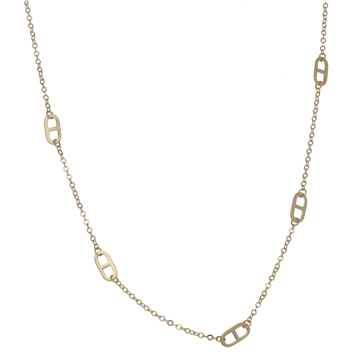 New 9ct Gold 5 Station Rambo On Belcher Chain 18"