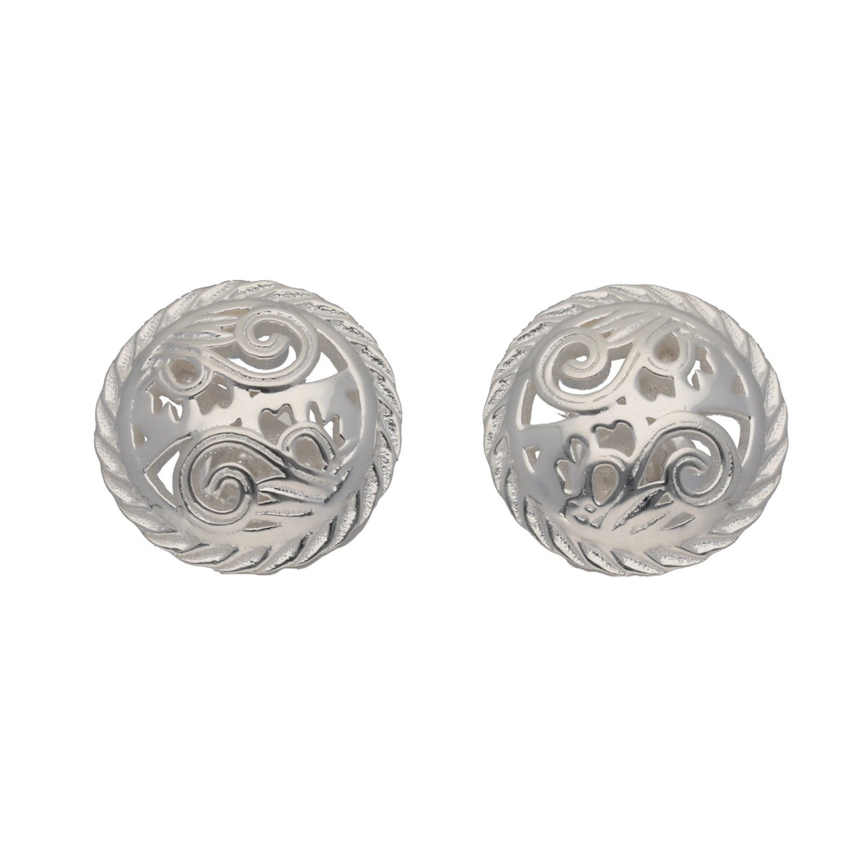 New Sterling Silver 12mm Floral Stud Earrings