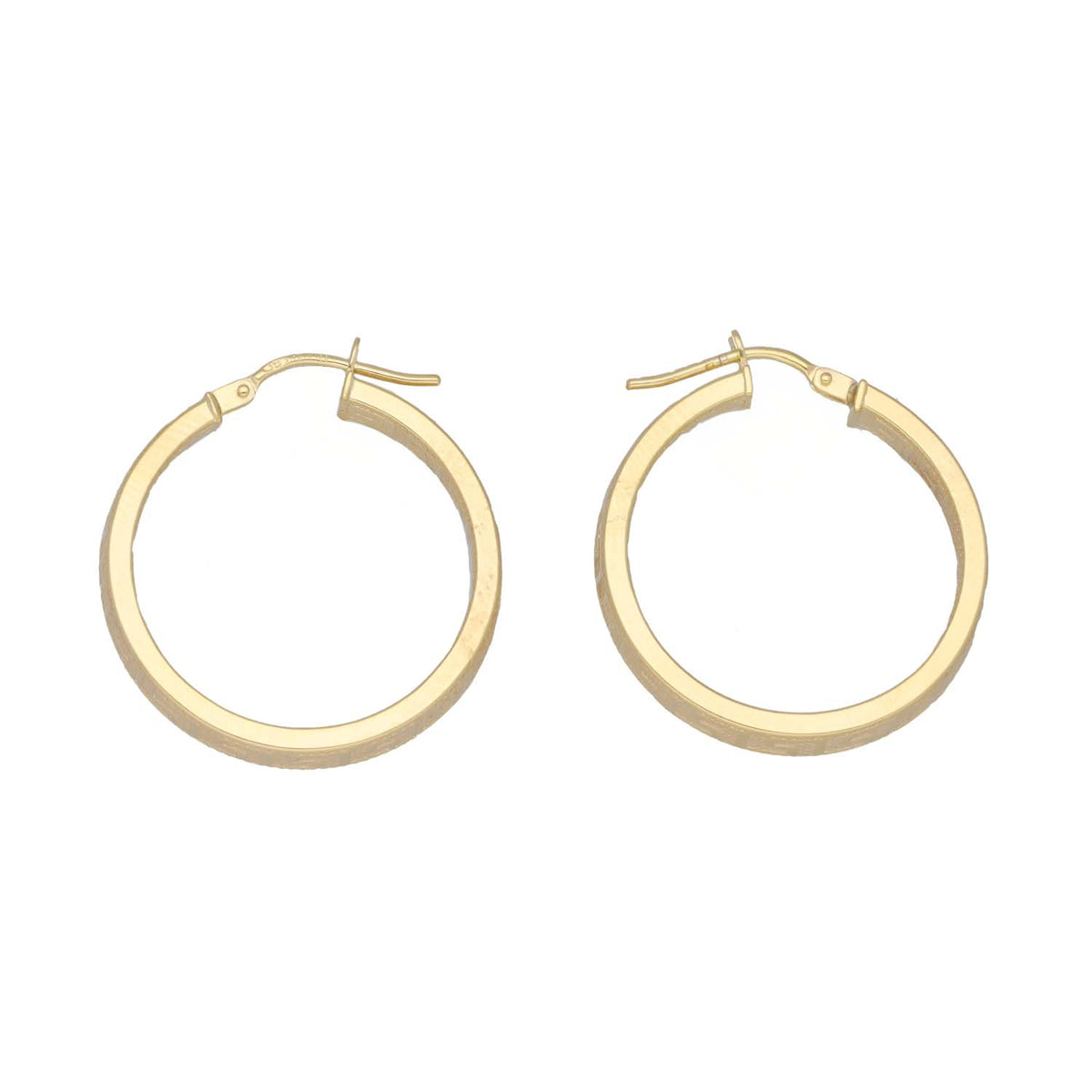 New 9ct Gold 20mm Greek Key Hoop Earrings