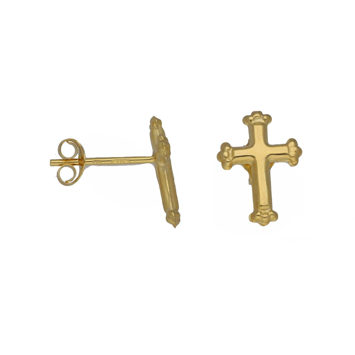 New 9ct Gold 10mm Cross Stud Earrings