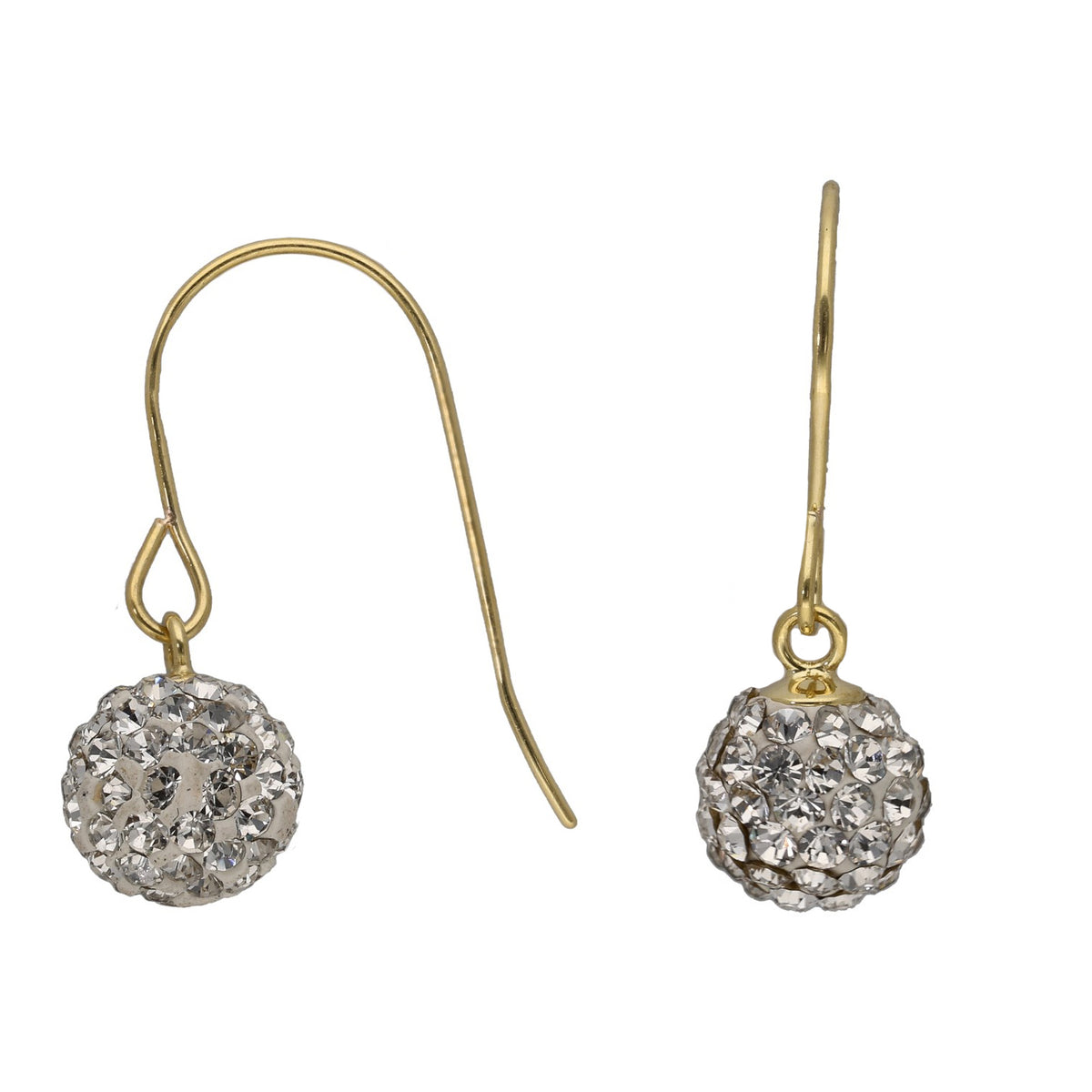 New 9ct Gold 21mm Crystal Ball Drop Earrings