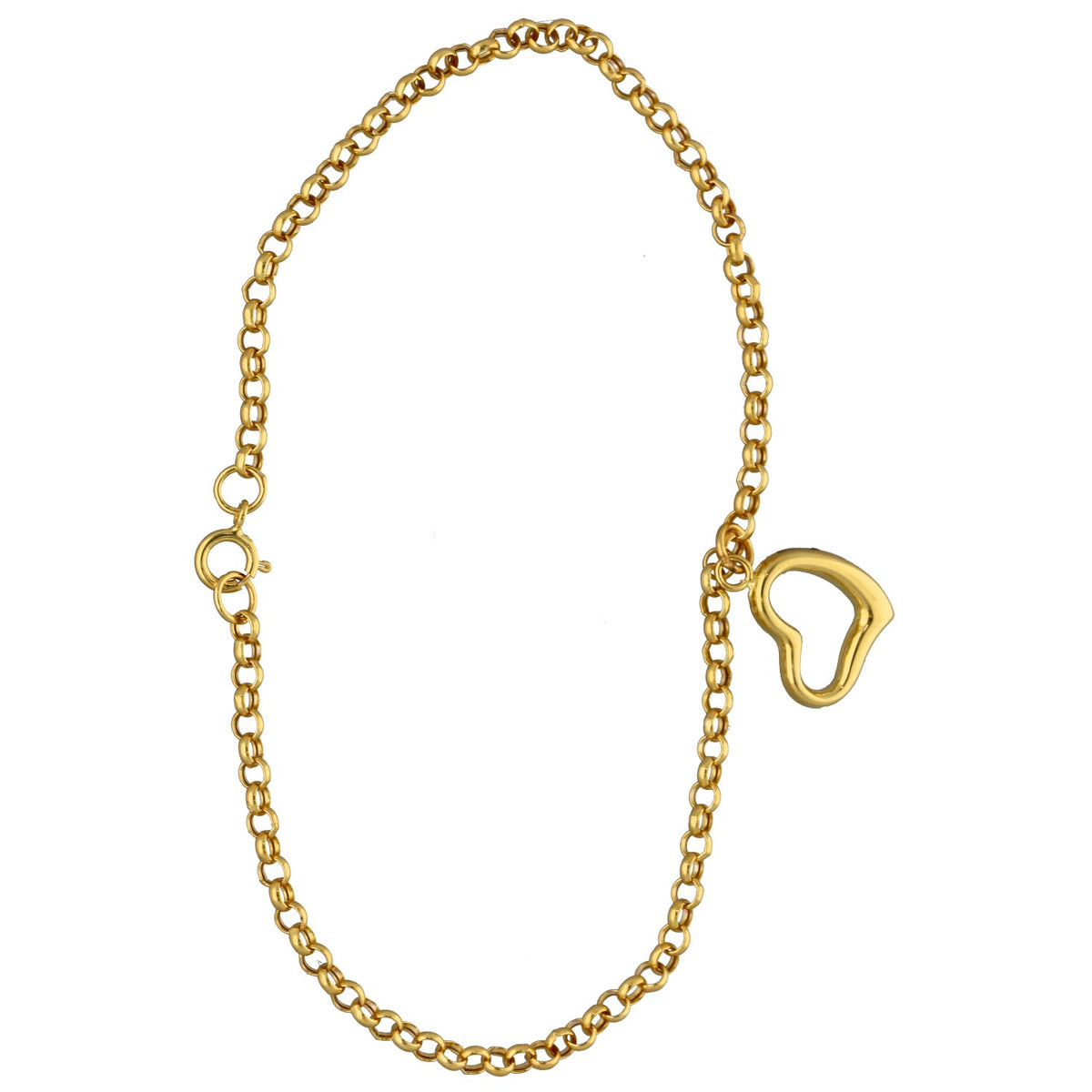 New 9ct Gold 2.4mm Belcher Bracelet With Heart Charm