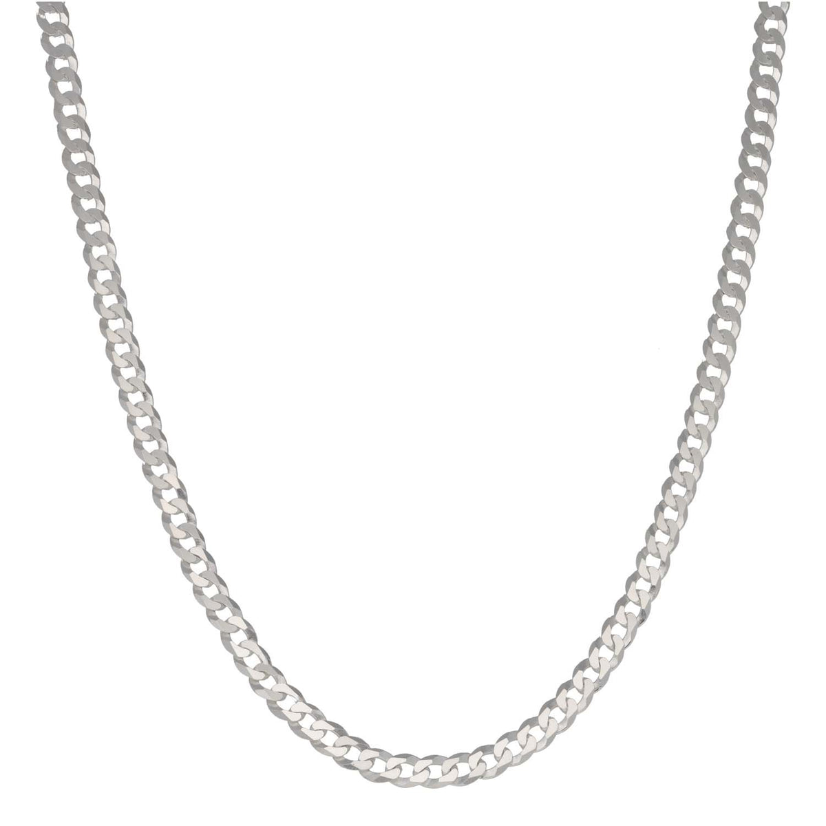 New Sterling Silver 4.4mm Flat Curb Chain 22"