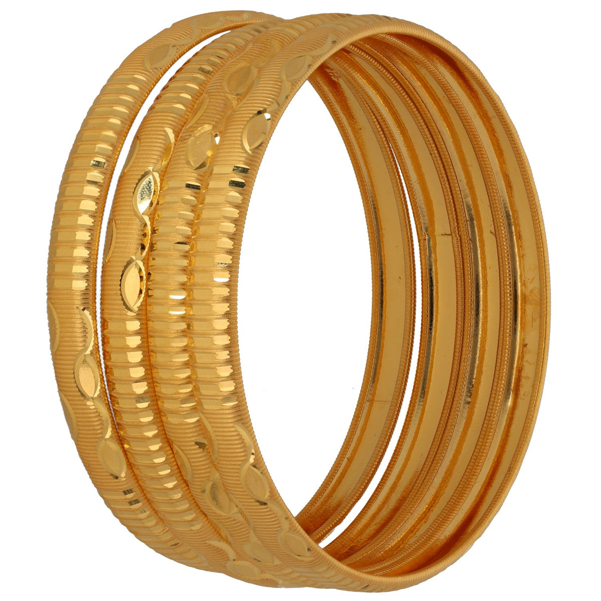 New 22ct Gold Diamond Cut Leaf Set Of 4 Bangles