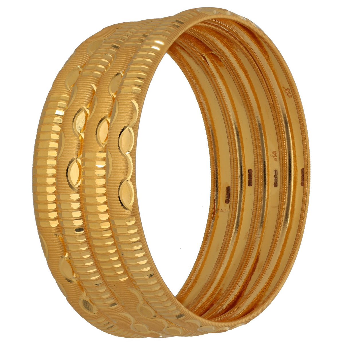 New 22ct Gold Leaf Set Of 4 Bangles