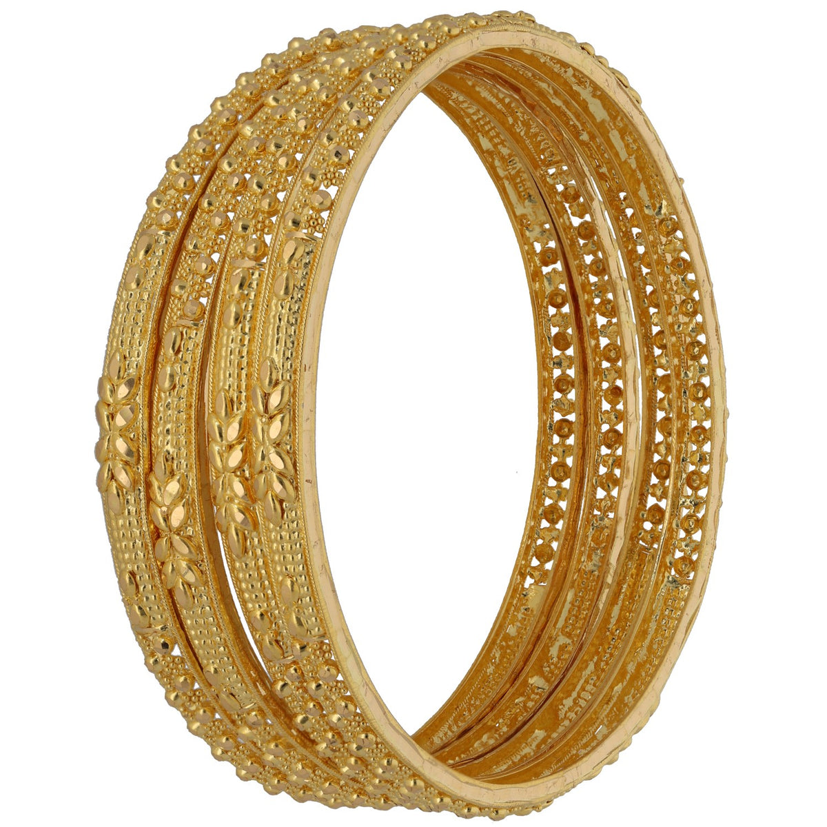 New 22ct Gold Fancy Geometric Set Of 4 Bangles