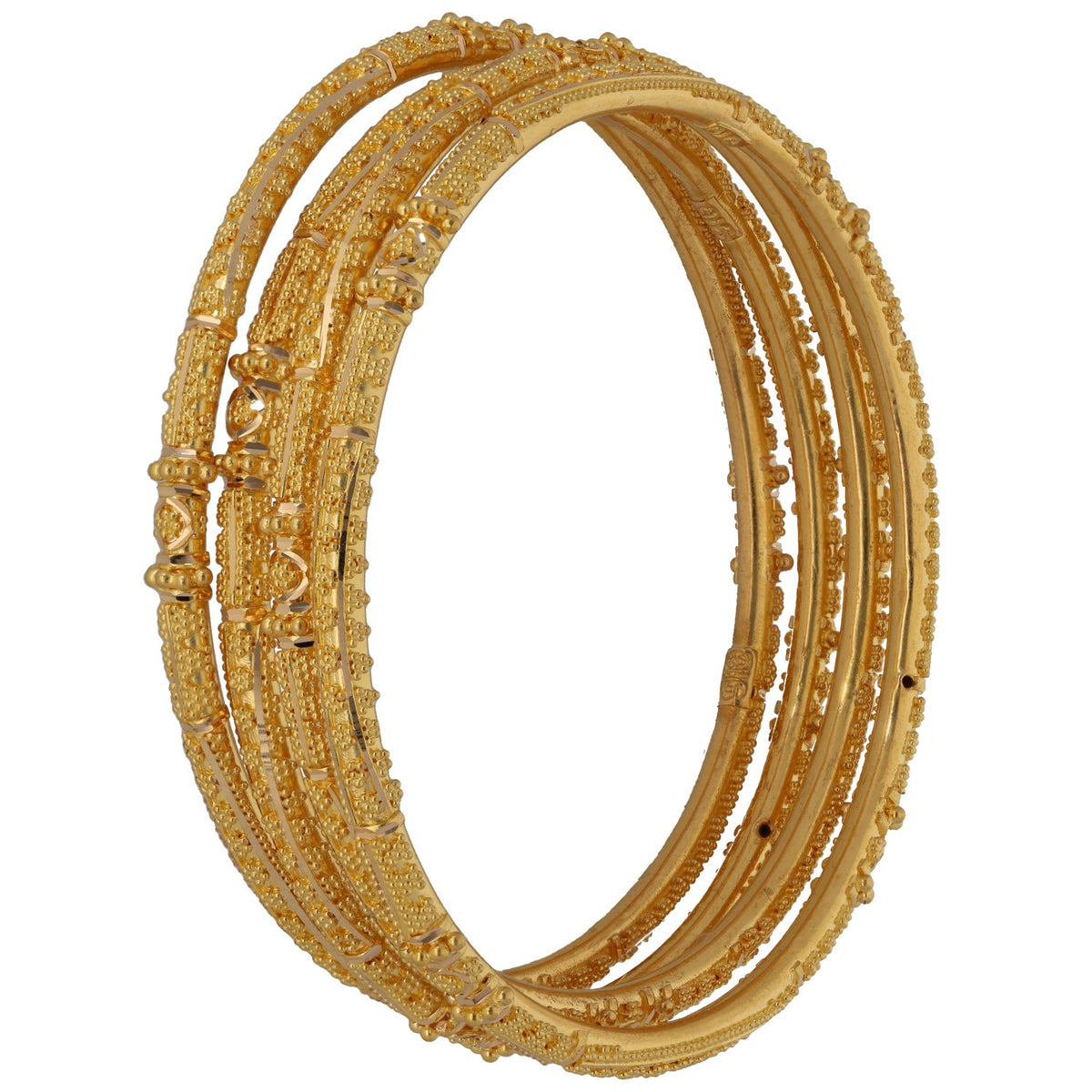 New 22ct Gold Dotted Fancy Set Of 4 Bangles