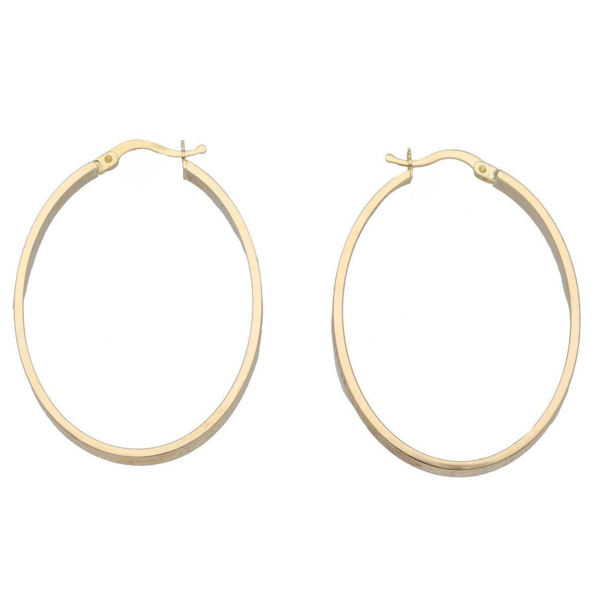 New 14ct Gold Greek Key Oval Hoop Earrings