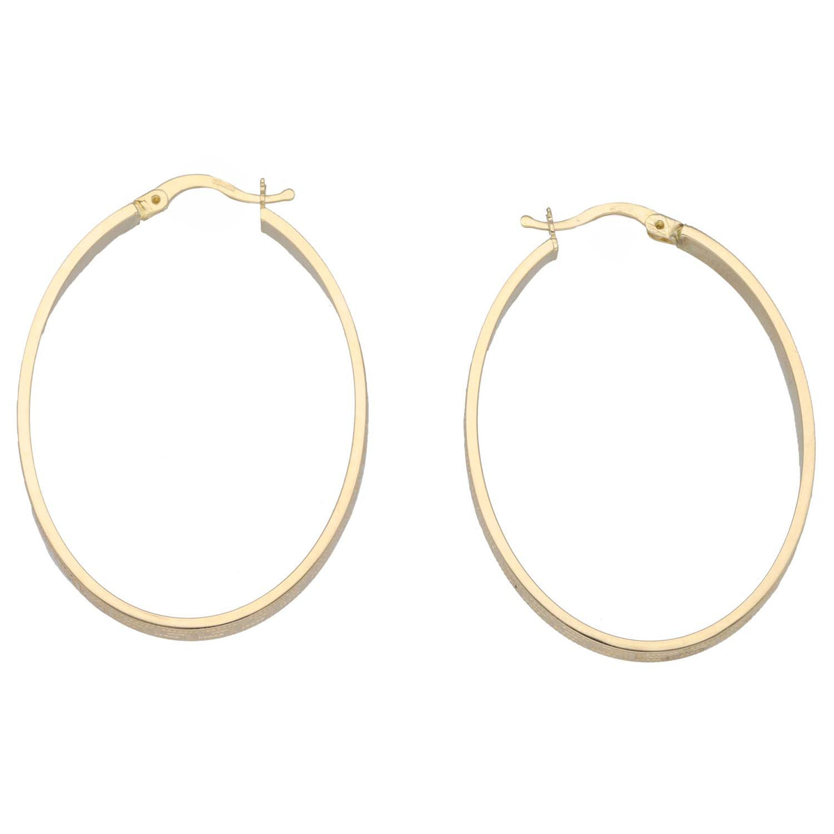 New 14ct Gold Greek Key Oval Hoop Earrings