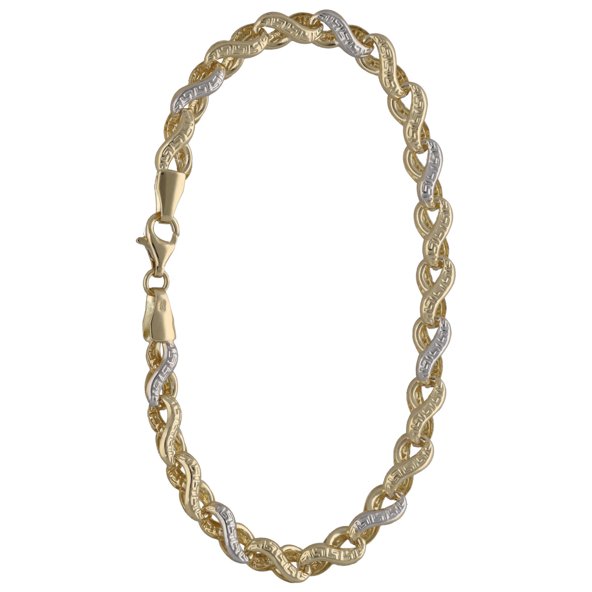 New 14ct Bi-Colour Gold Greek Key Bracelet