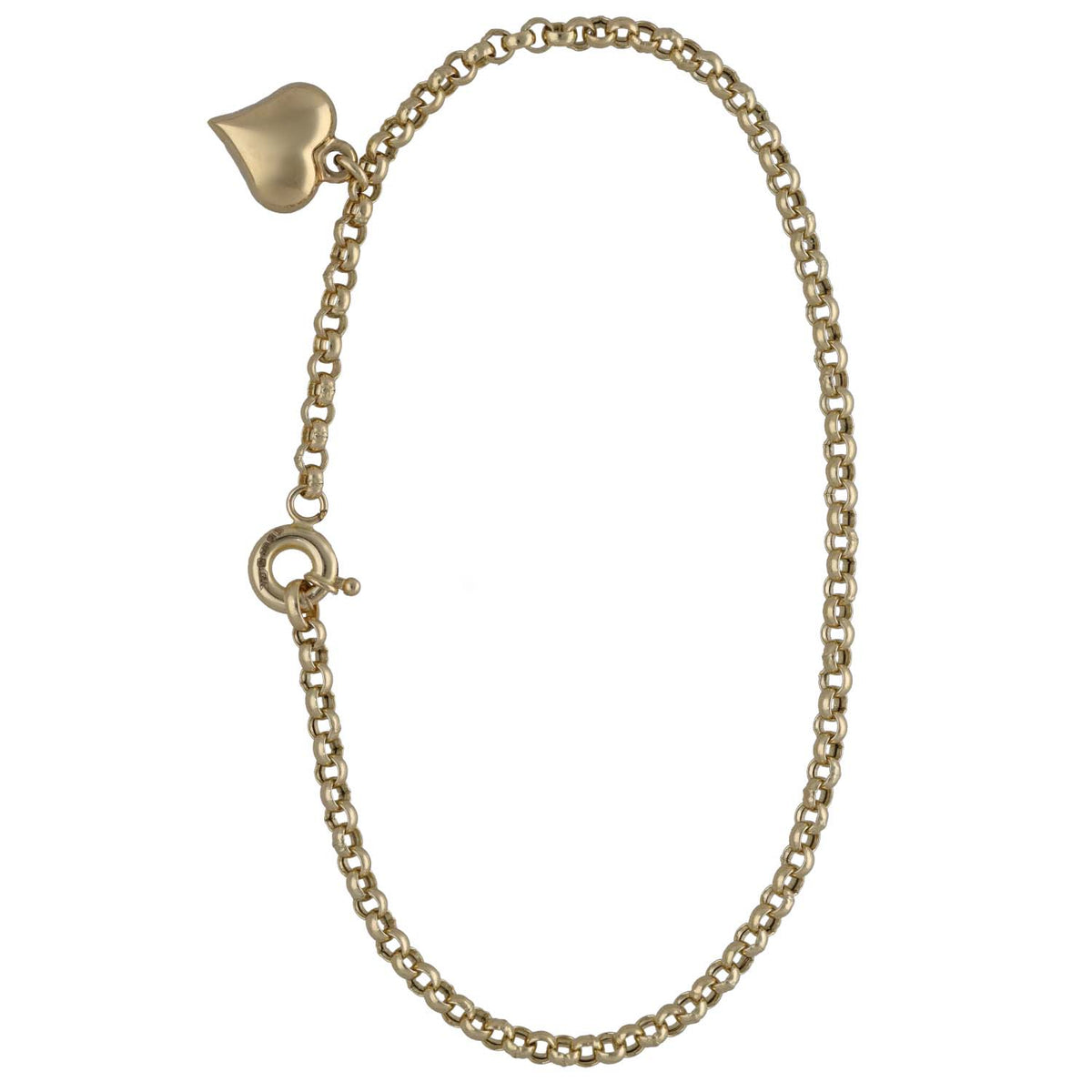 New 14ct Gold Belcher Bracelet With Heart Charm