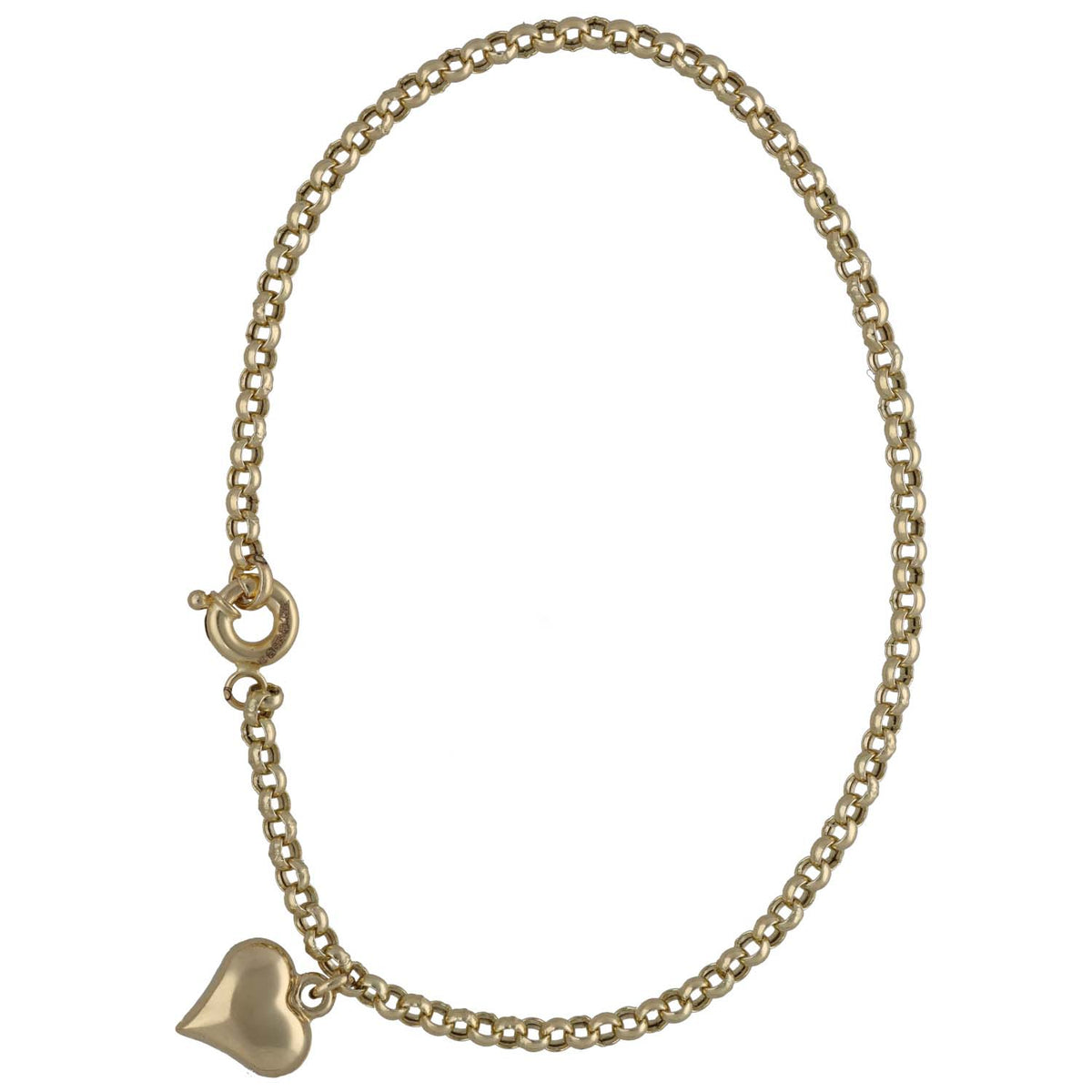 New 14ct Gold Belcher Bracelet With Heart Charm