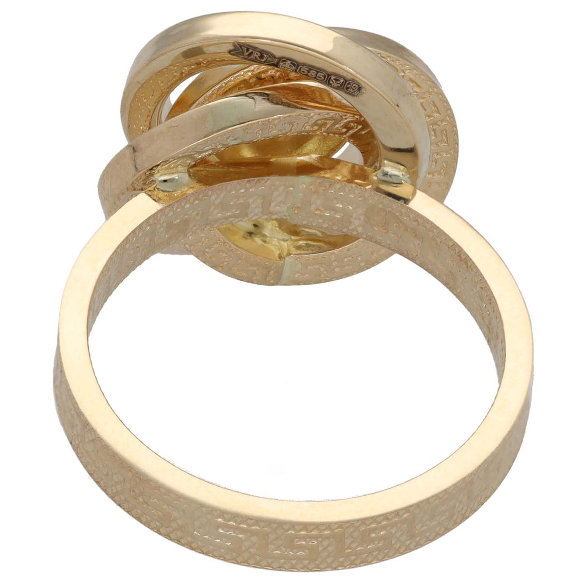 New 14ct Bi-Colour Gold Spiral & Ball Ring Size Q