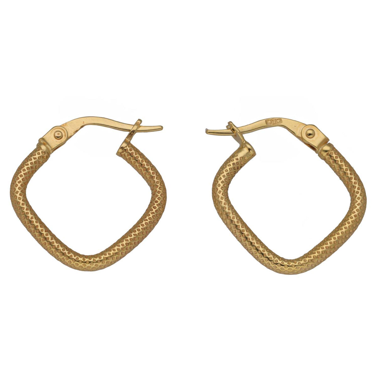 New 9ct Gold 15mm Snake Pattern Creole Earrings