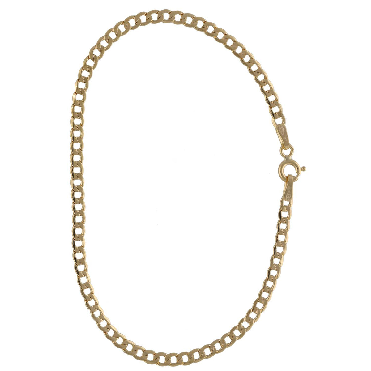 New 9ct Gold 3mm Hollow Curb Bracelet
