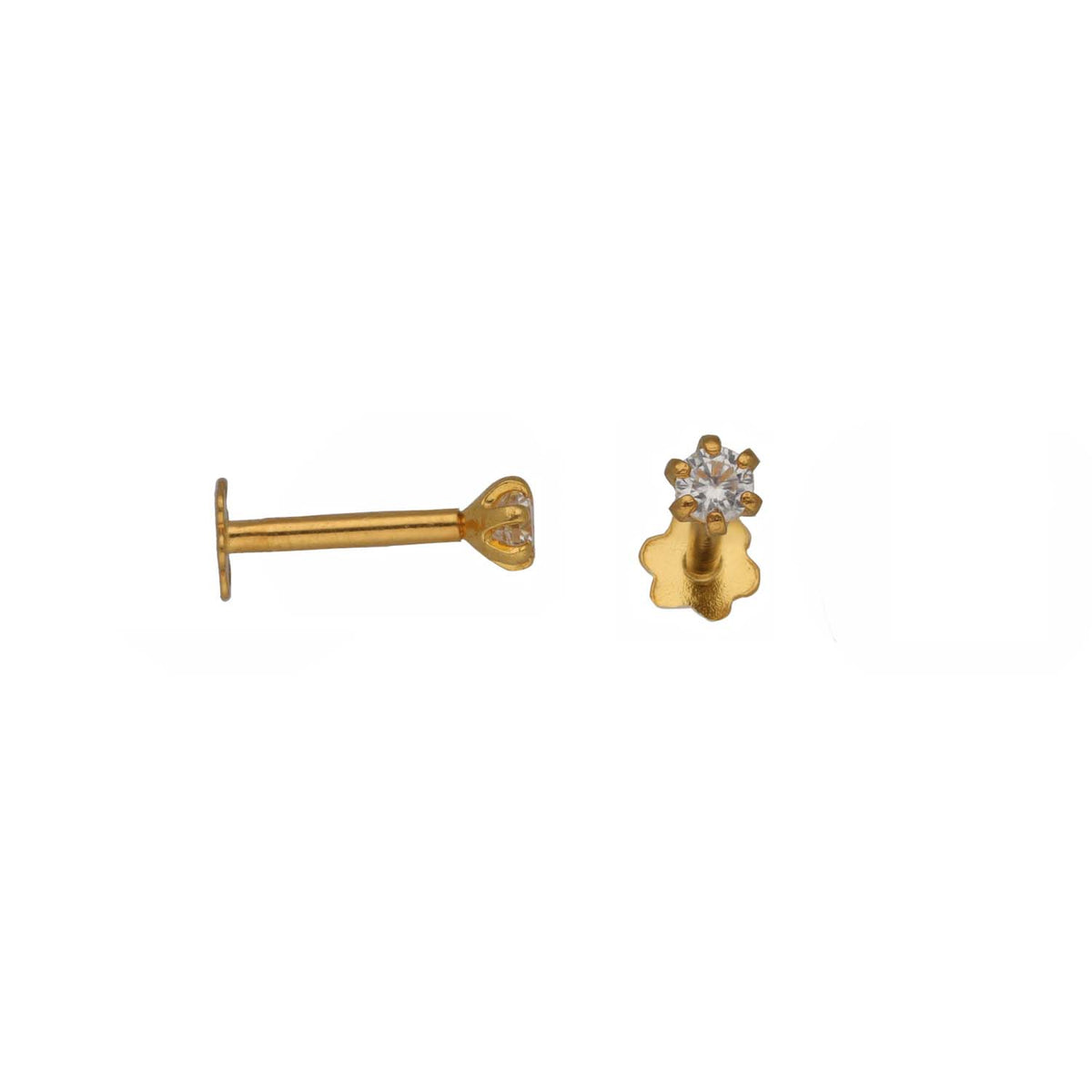 New 22ct Gold 2mm Cubic Zirconia Round Solitaire Stud Earrings