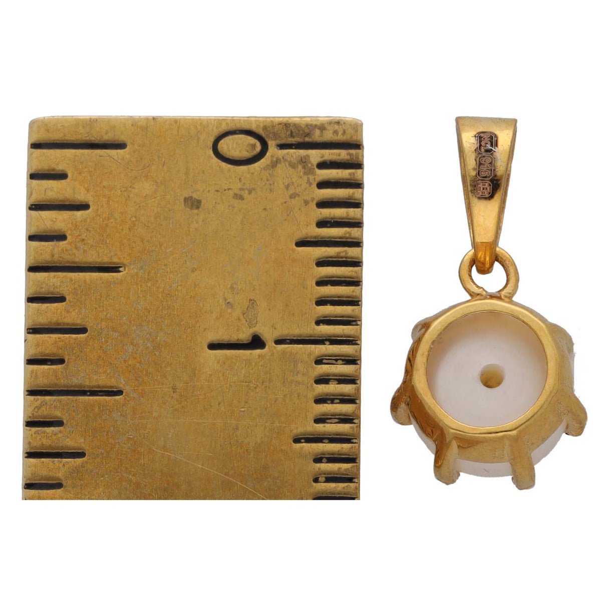 New 22ct Gold Pearl Single Stone Pendant