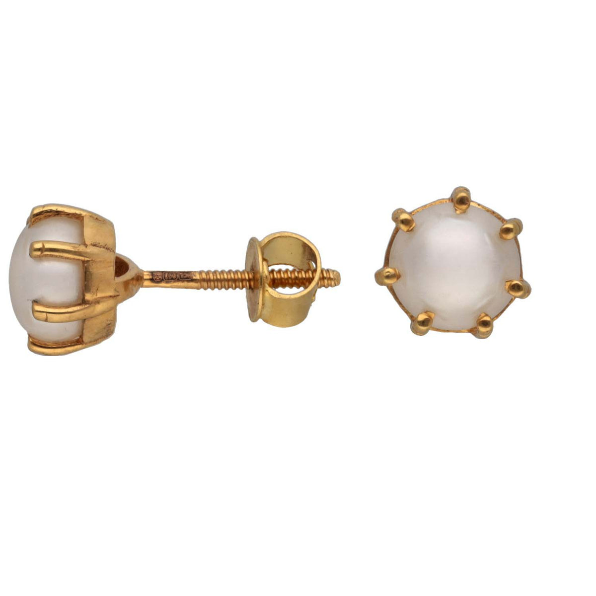 New 22ct Gold Pearl Stud Earrings