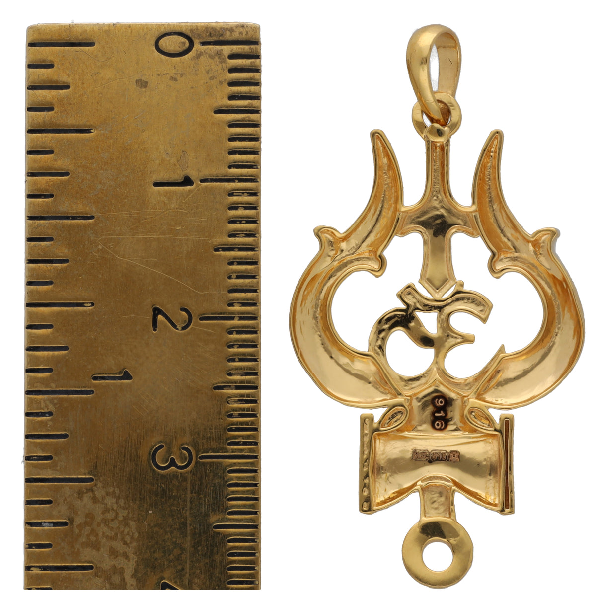 New 22ct Gold Om & Trishul Pendant