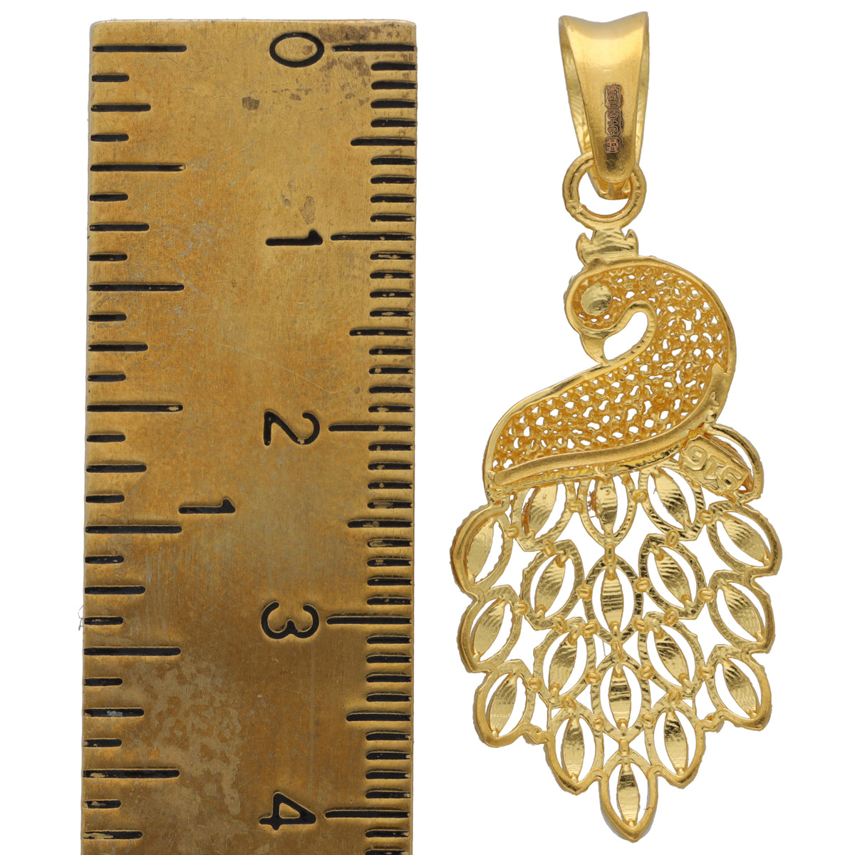New 22ct Gold Filigree Peacock Pendant