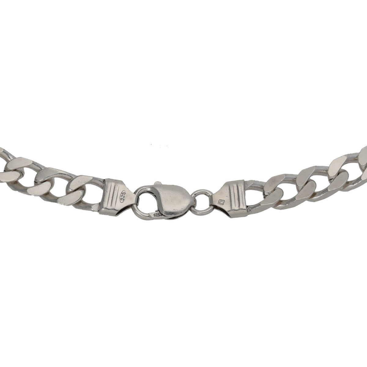Sterling silver curb chain necklace with spring-ring clasp and stamped logo tag