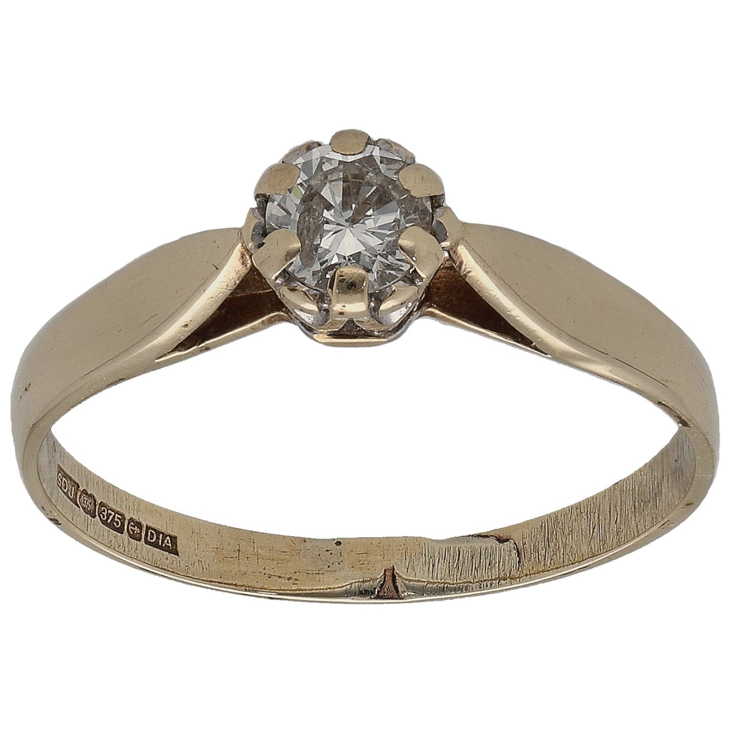 9ct Gold 0.25ct Diamond Solitaire Ring Size N
