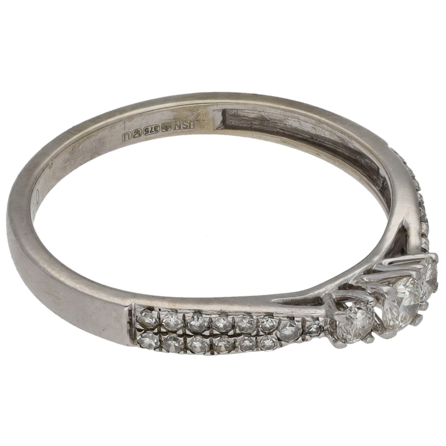 9ct White Gold 0.33ct Diamond Trilogy Ring Size N