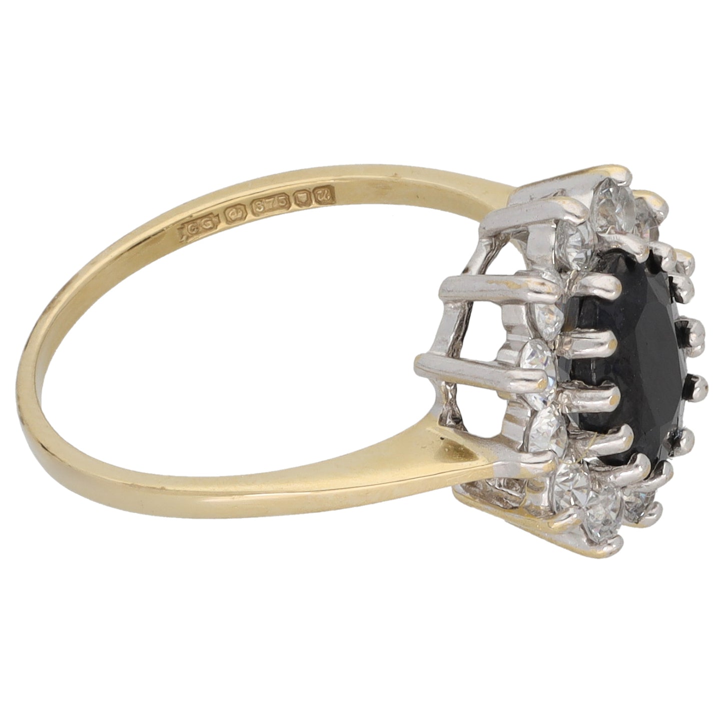9ct Gold Sapphire & Cubic Zirconia Dress/Cocktail Ring Size K