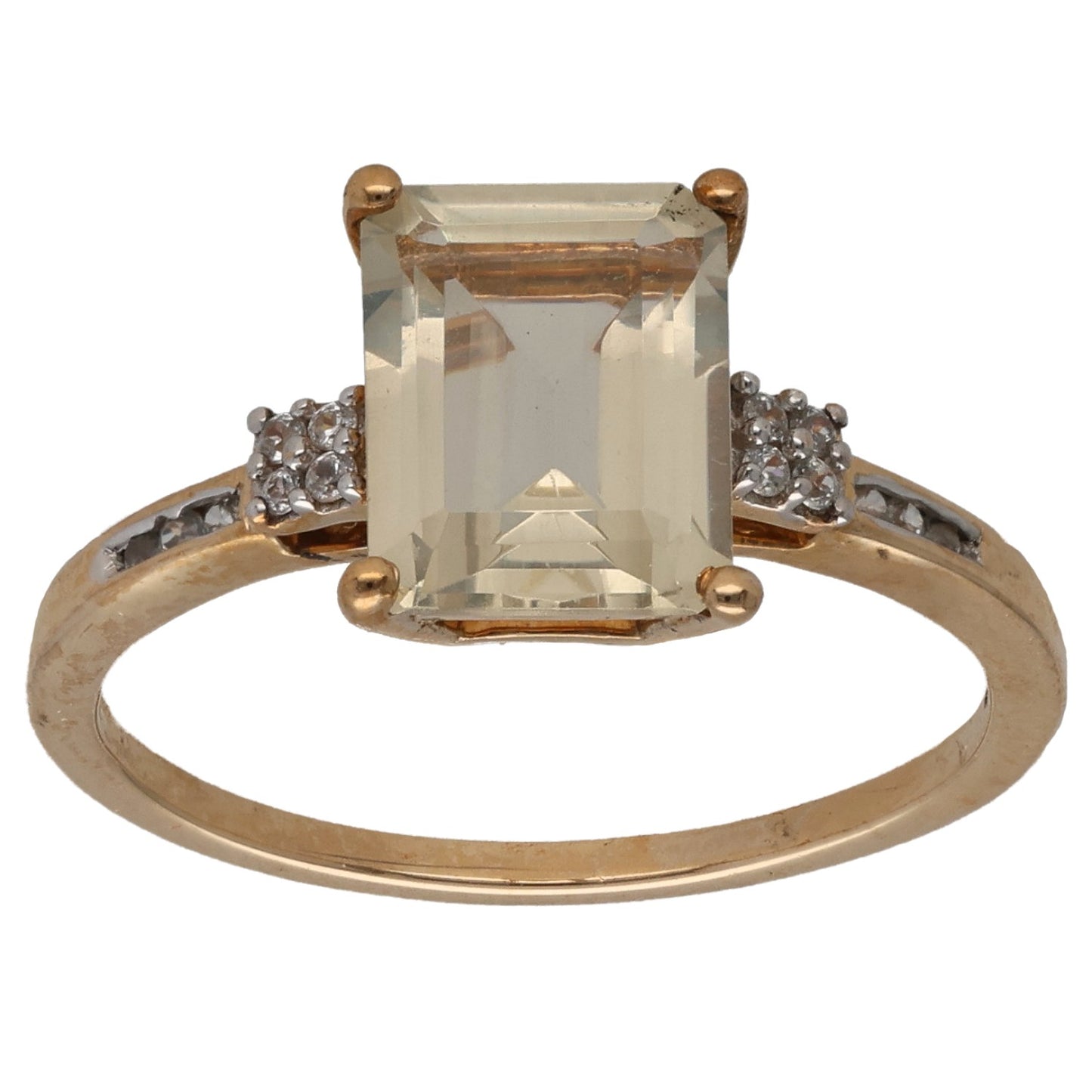 9ct Gold Feldspar & Imitation Gems Dress/Cocktail Ring Size N