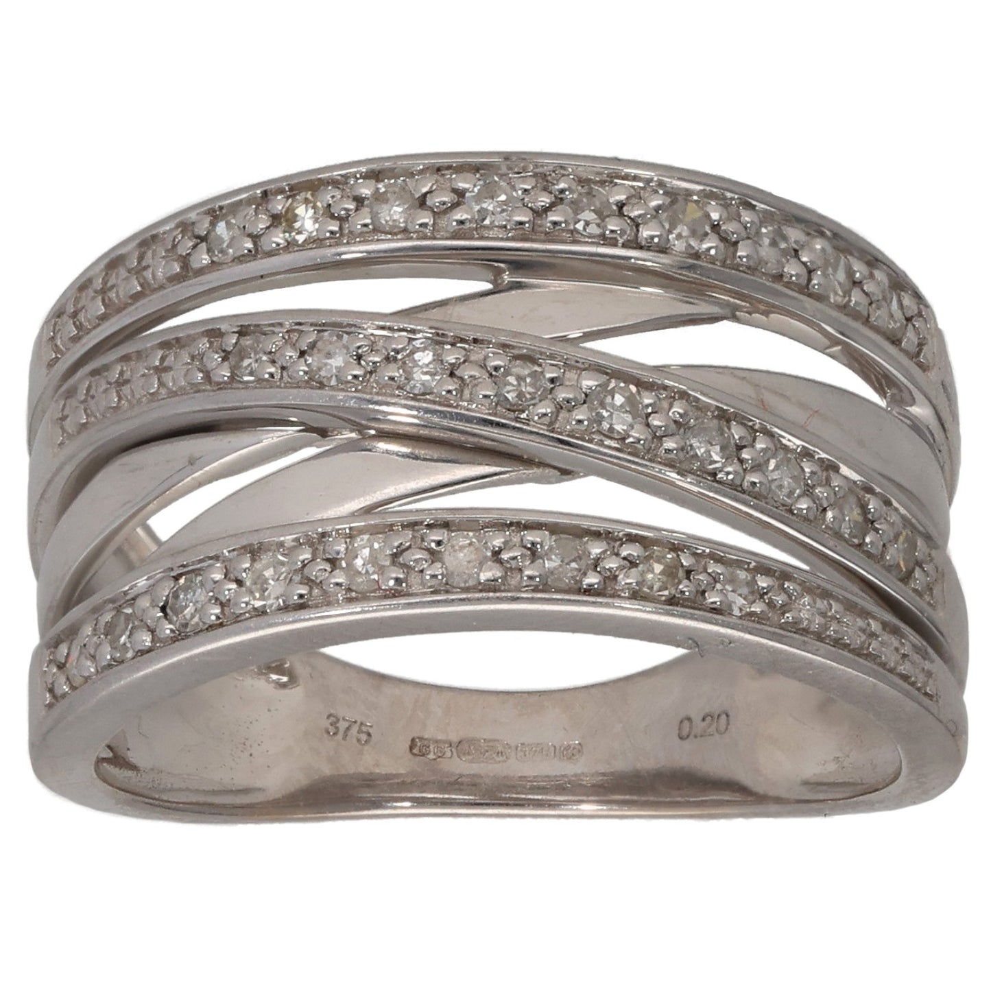 9ct White Gold 0.20ct Diamond Dress/Cocktail Ring Size L