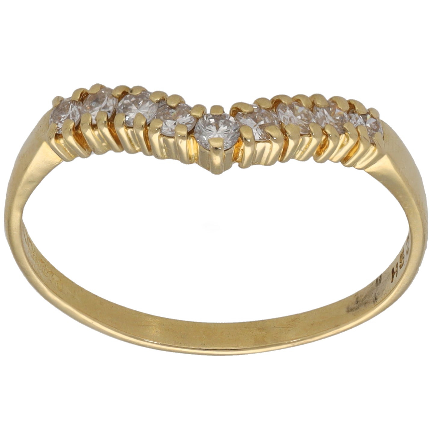 18ct Gold 0.27ct Diamond Wishbone Ring Size P