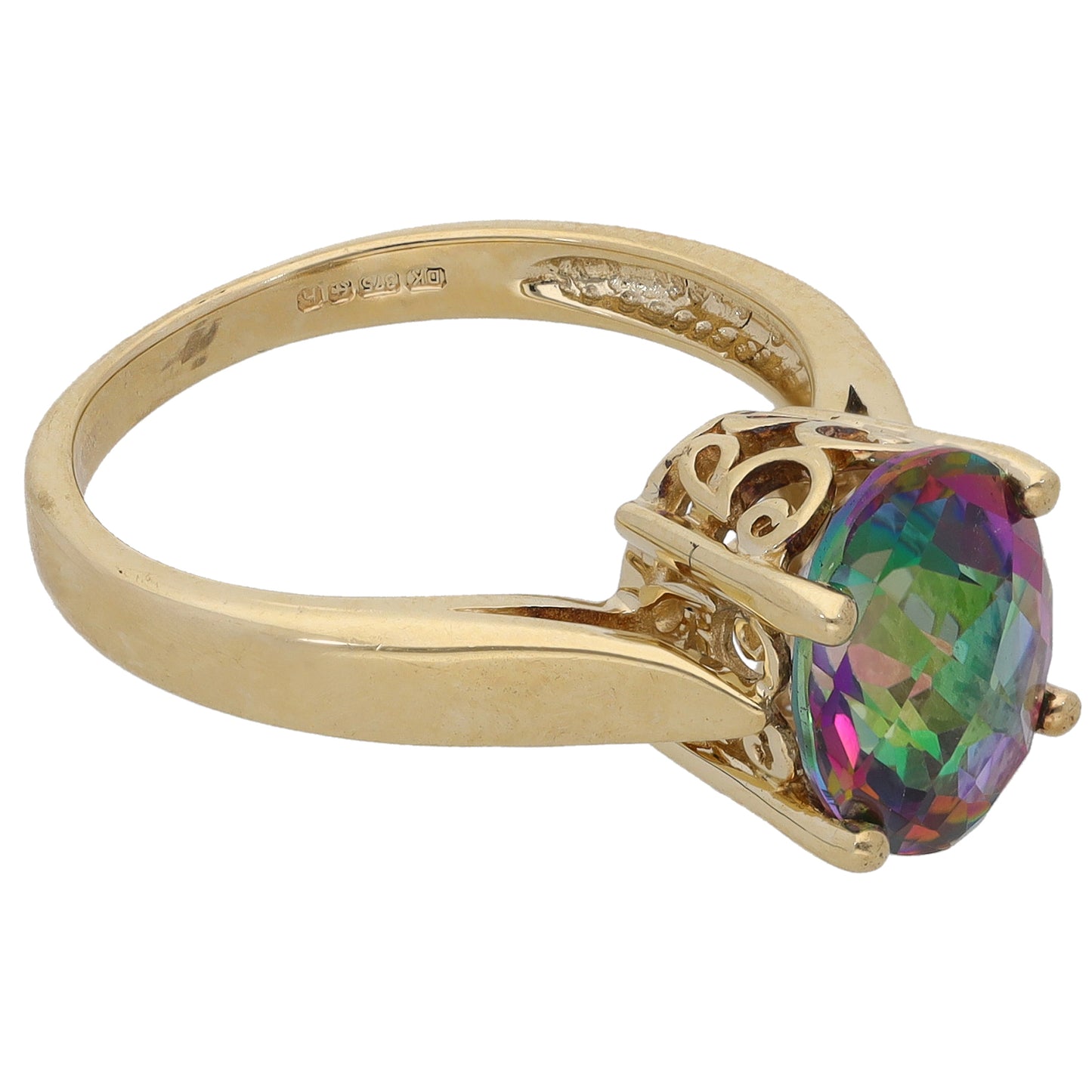 9ct Gold Coated Topaz Single Stone Ring Size N
