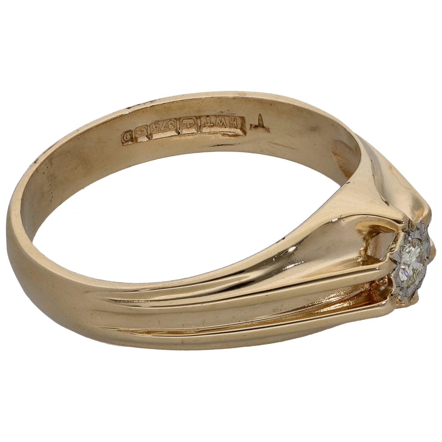 9ct Gold 0.10ct Diamond Solitaire Ring Size U