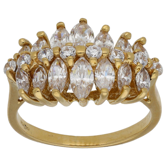 18ct Gold Cubic Zirconia Dress/Cocktail Ring Size M