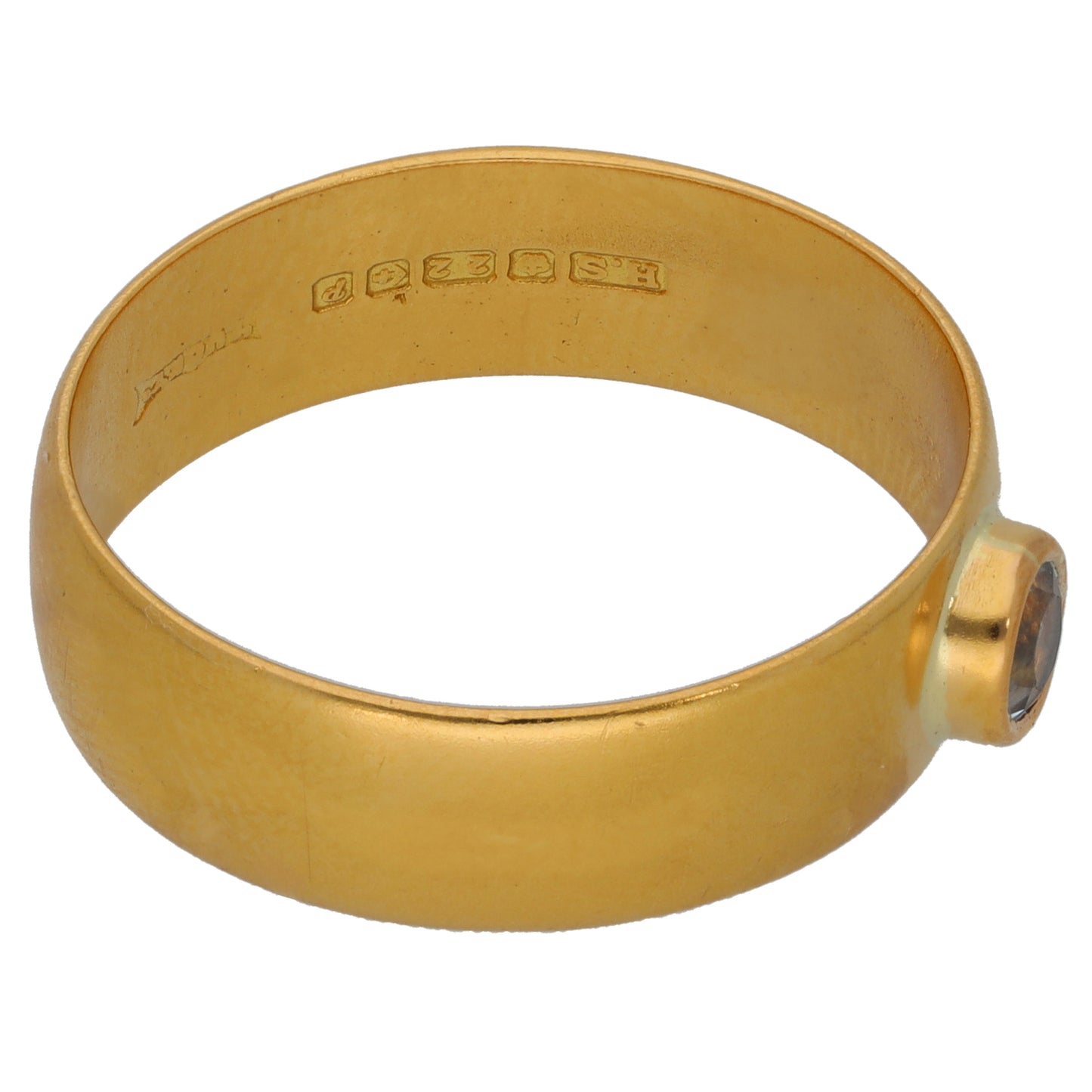 22ct Gold Aquamarine Single Stone Ring Size Z