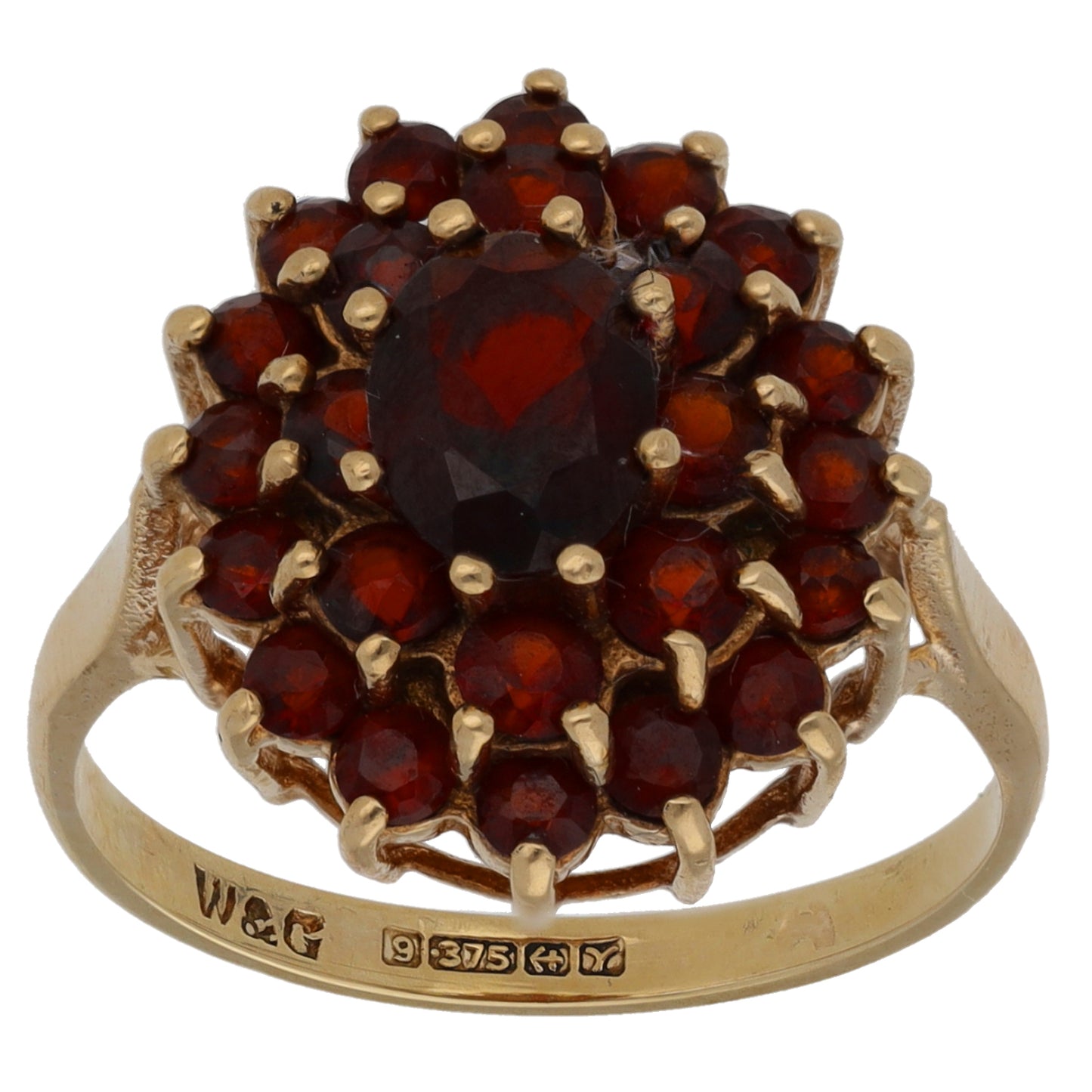 9ct Gold Garnet Dress/Cocktail Ring Size O