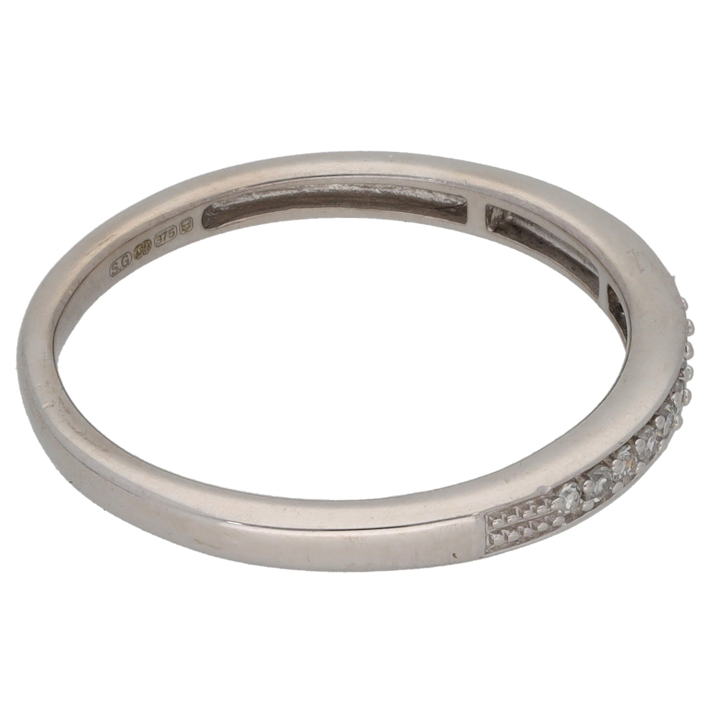 9ct White Gold 0.075ct Diamond Half Eternity Ring Size M