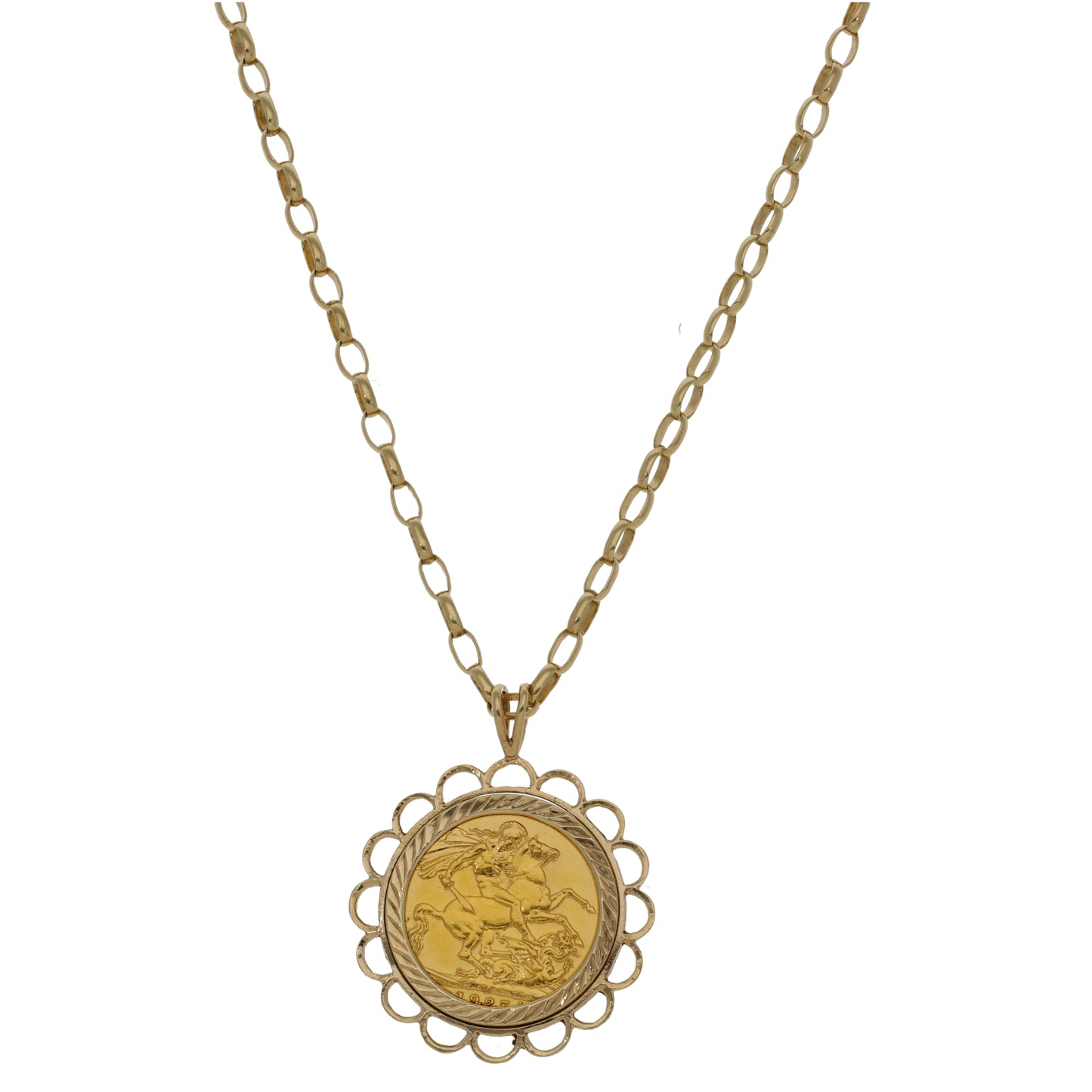 9ct Gold Full Sovereign Coin Pendant With Chain