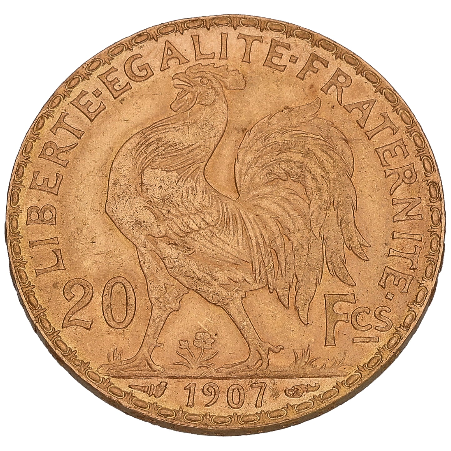 22ct Gold French 20 Francs Coin 1907