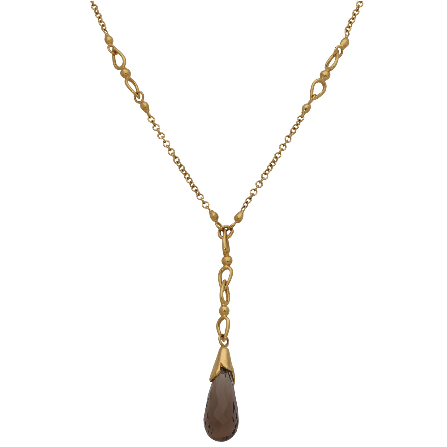 9ct Gold Smoky Quartz Fancy Necklace 16"