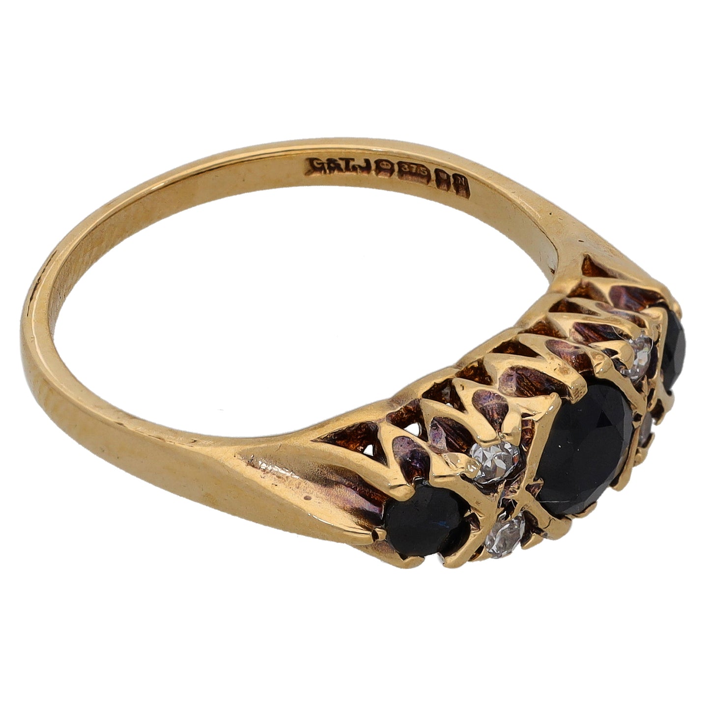 9ct Gold Sapphire & Cubic Zirconia Dress/Cocktail Ring Size O