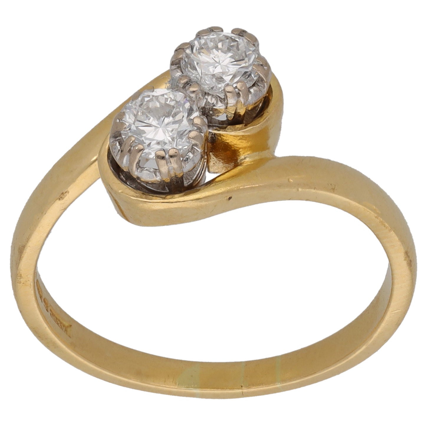 18ct Bicolour Gold 0.40ct Diamond Two Stone Ring Size O