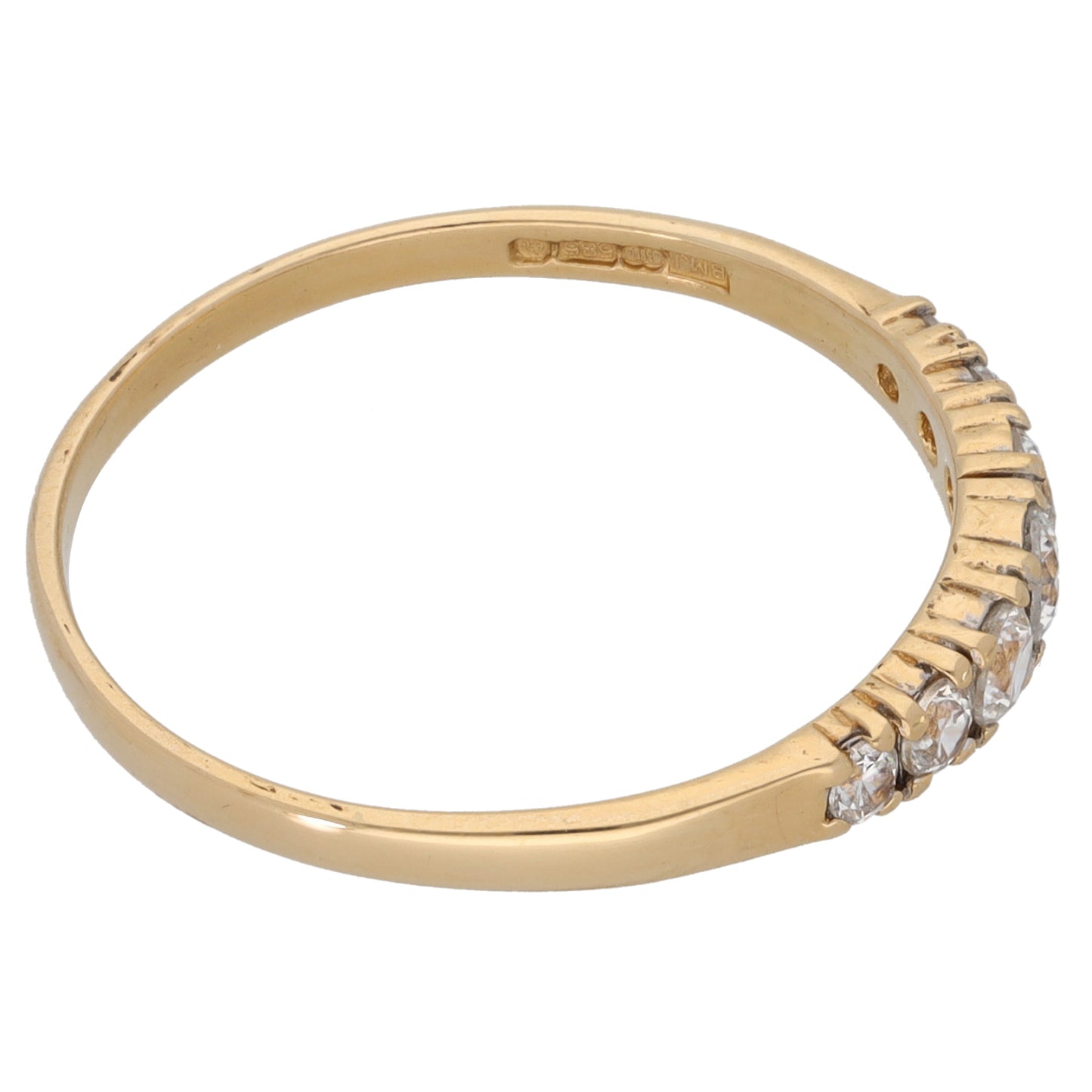 14ct Gold Cubic Zirconia Half Eternity Ring Size S