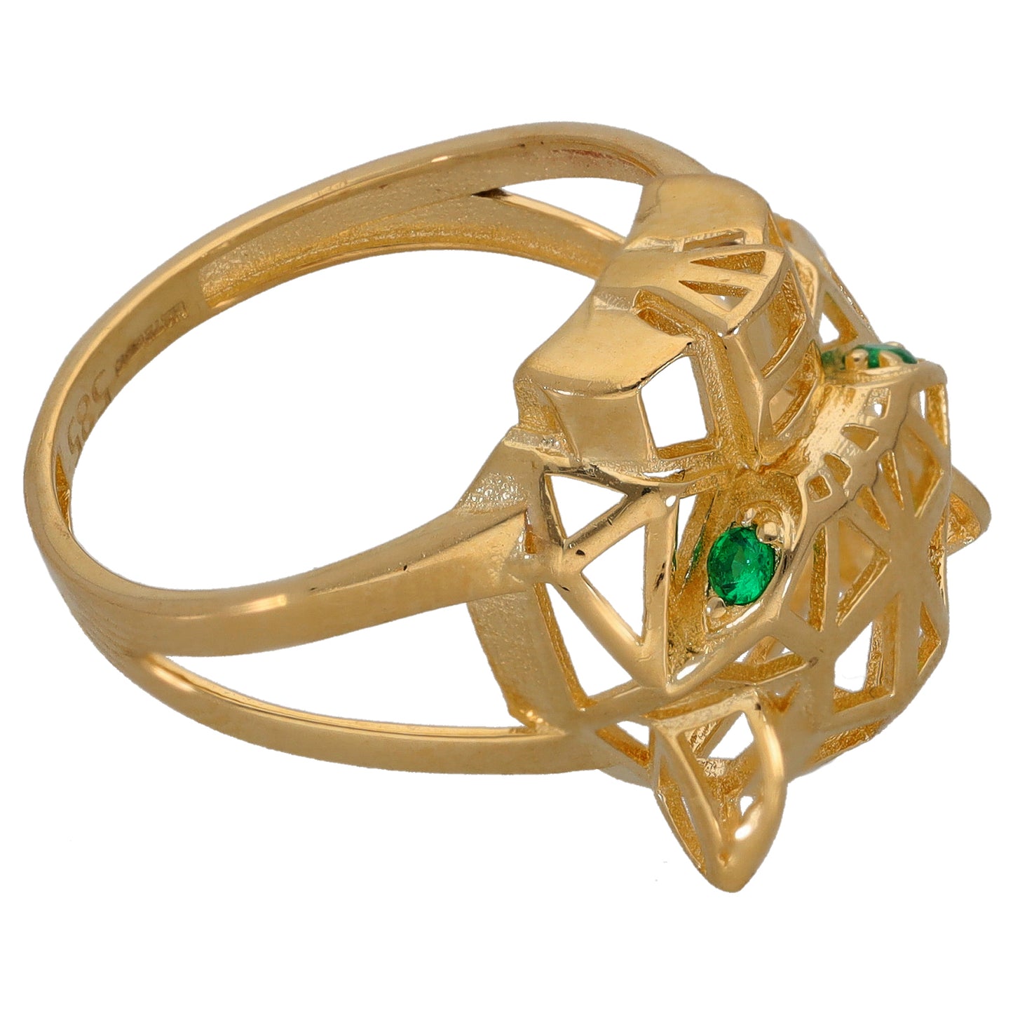 14ct Gold Imitation Gems Panther Ring Size P