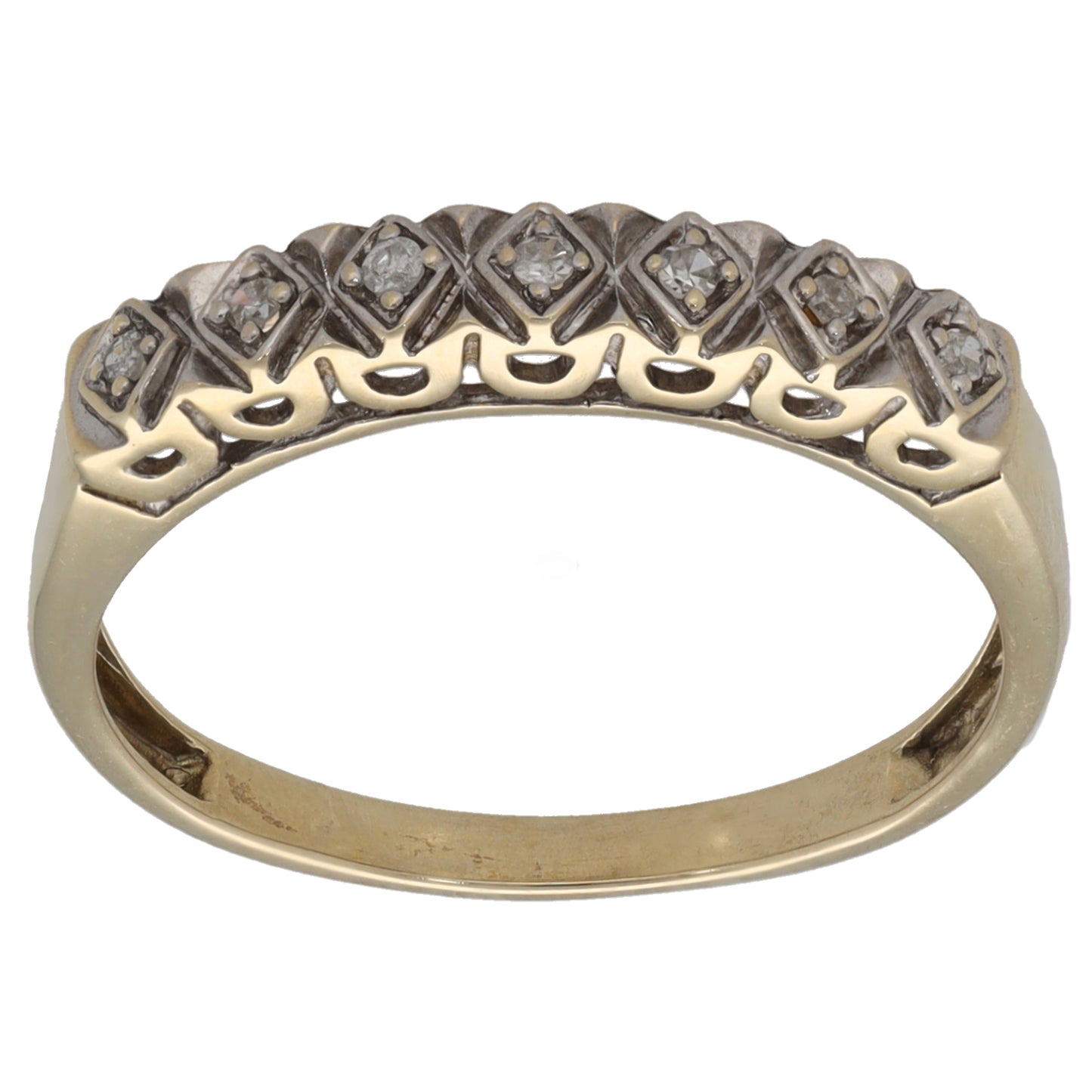 9ct Gold 0.05ct Diamond Half Eternity Ring Size O