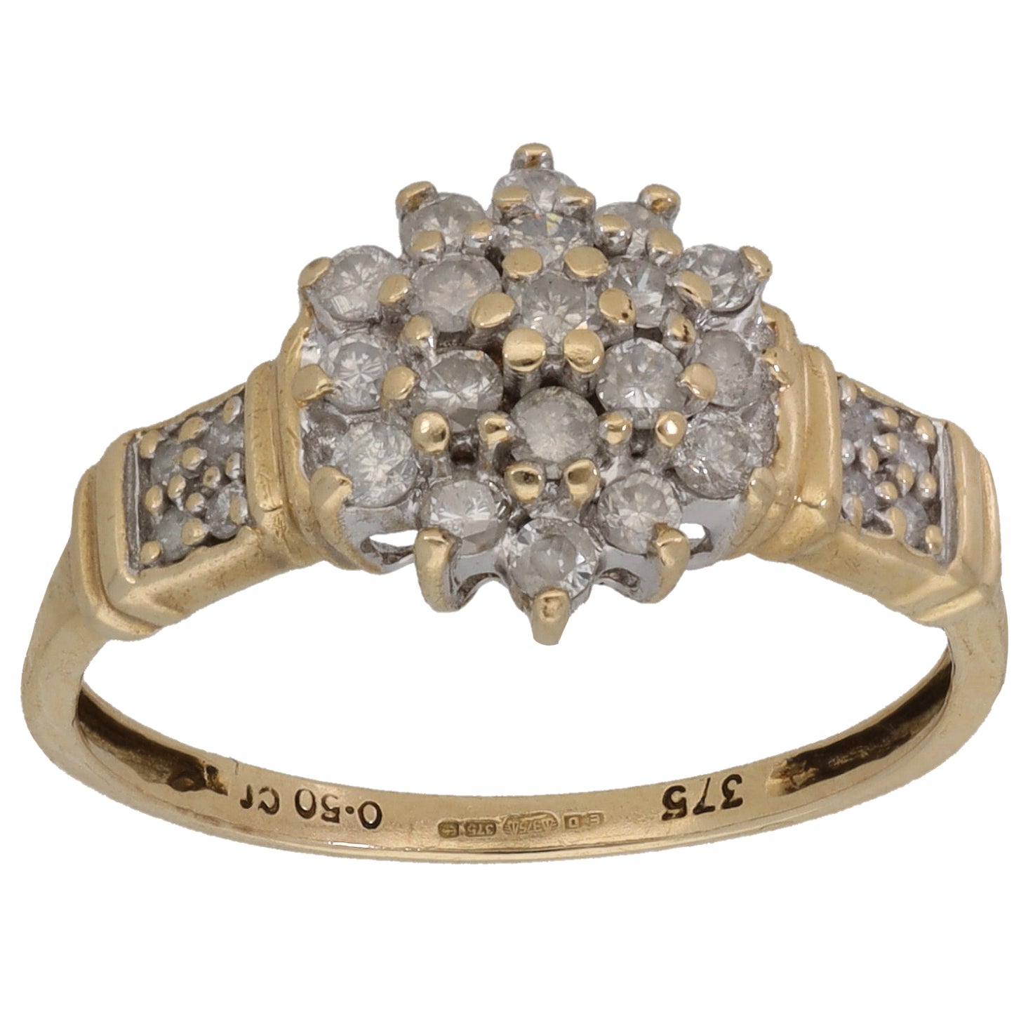 9ct Gold 0.50ct Diamond Cluster Ring Size M