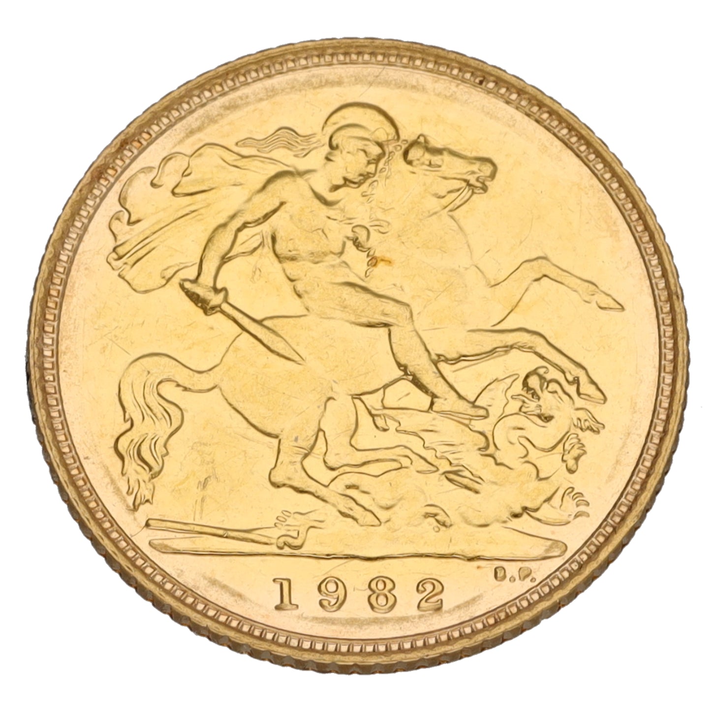 22ct Gold Queen Elizabeth II Half Sovereign Coin 1982