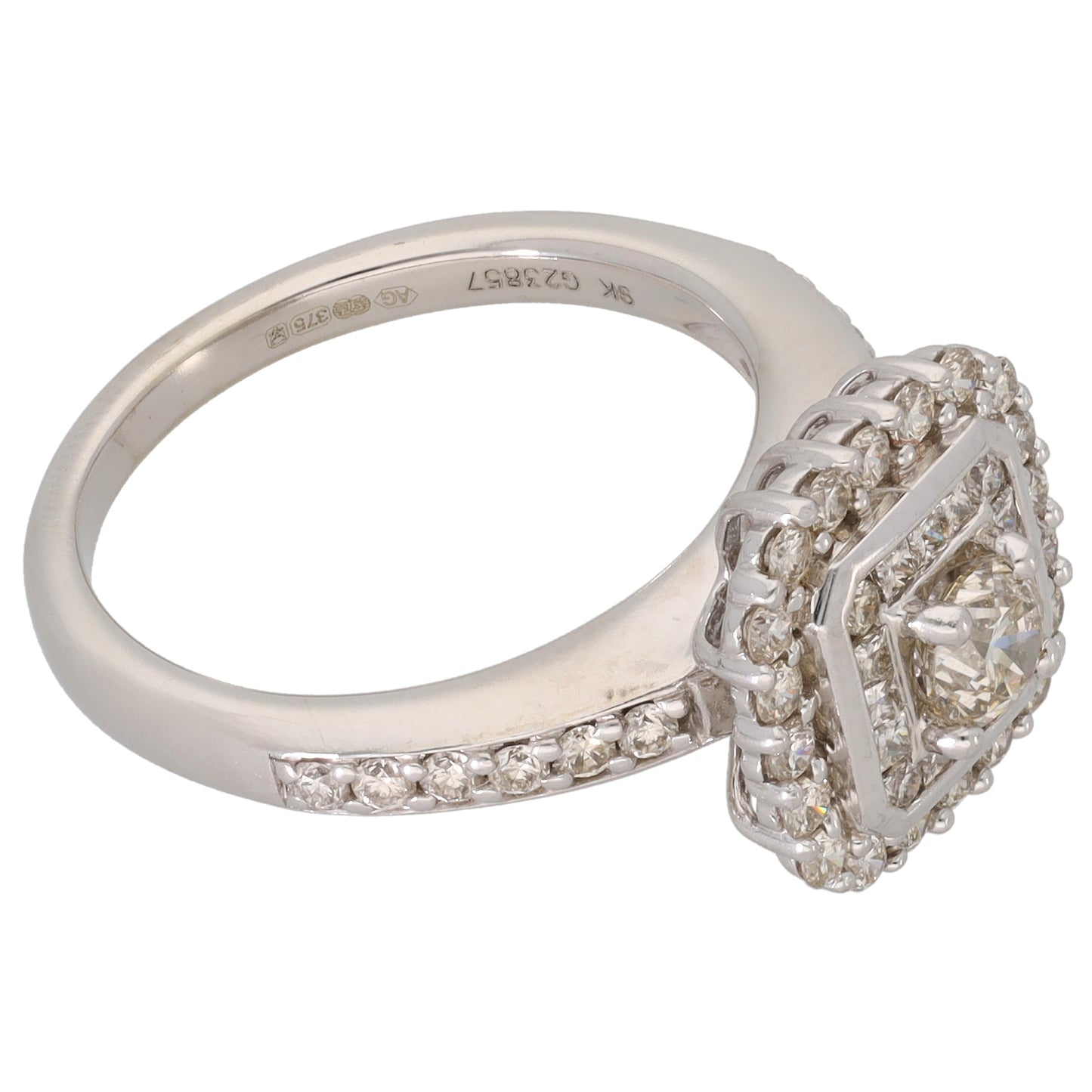 9ct White Gold 1.69ct Diamond Dress/Cocktail Ring Size N