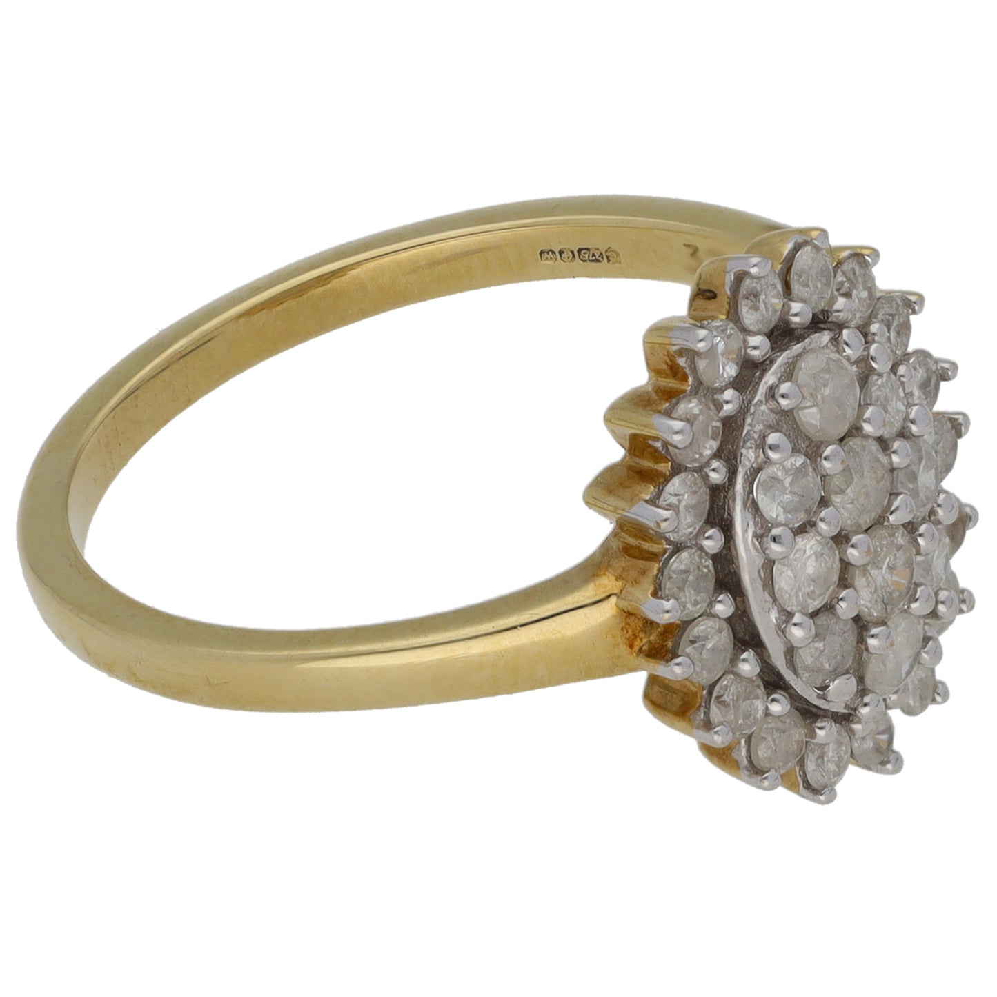 9ct Gold 0.37ct Diamond Cluster Ring Size L
