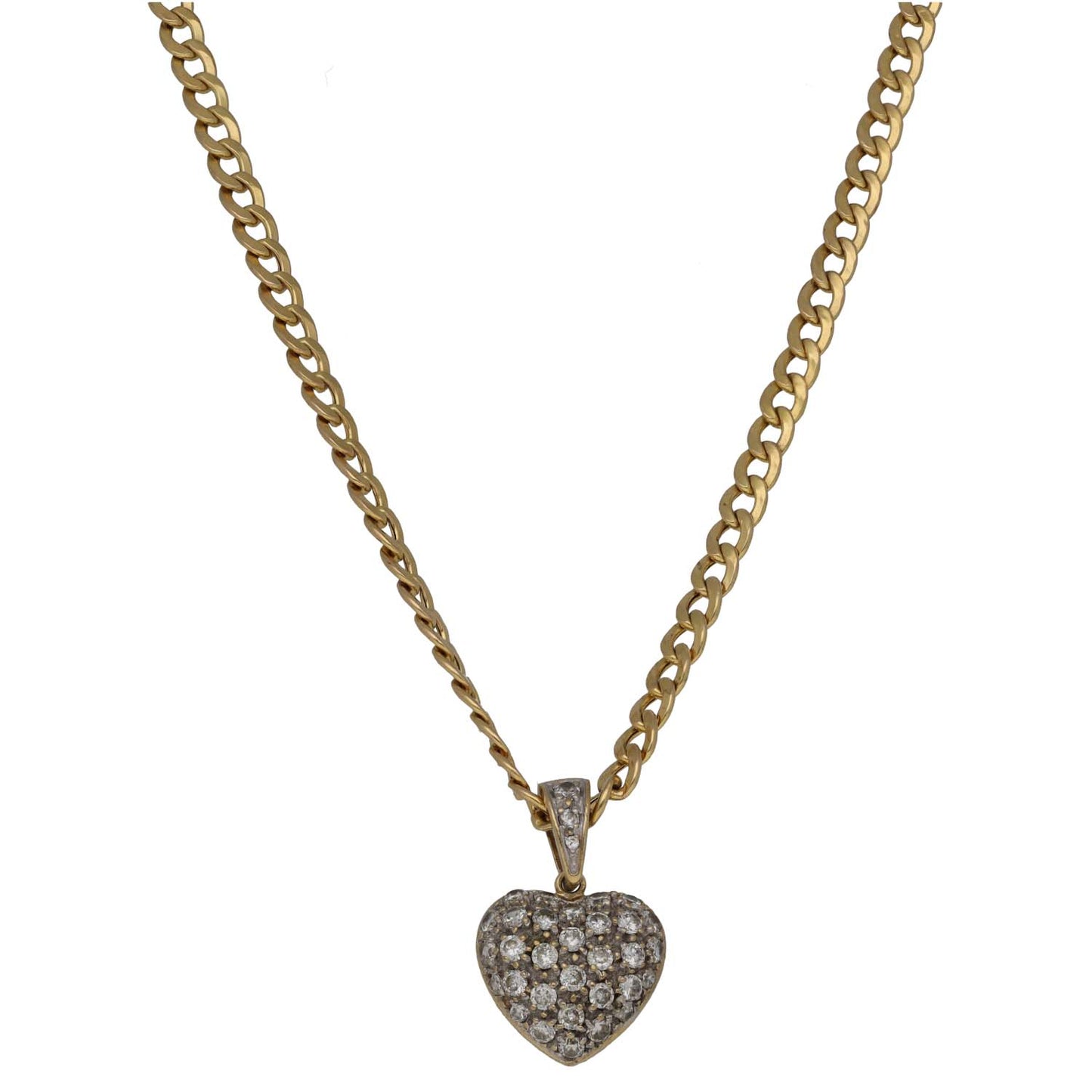 9ct Gold Cubic Zirconia Heart Pendant With Chain